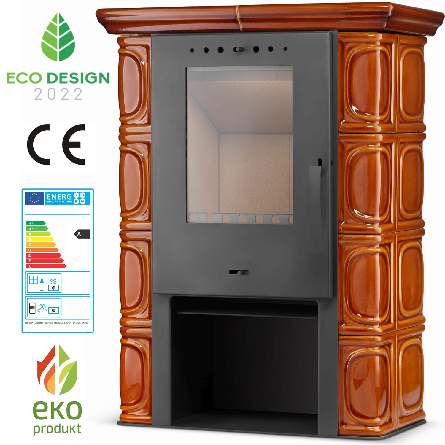 Kachlová kamna Flama ELDUR ECO – medová