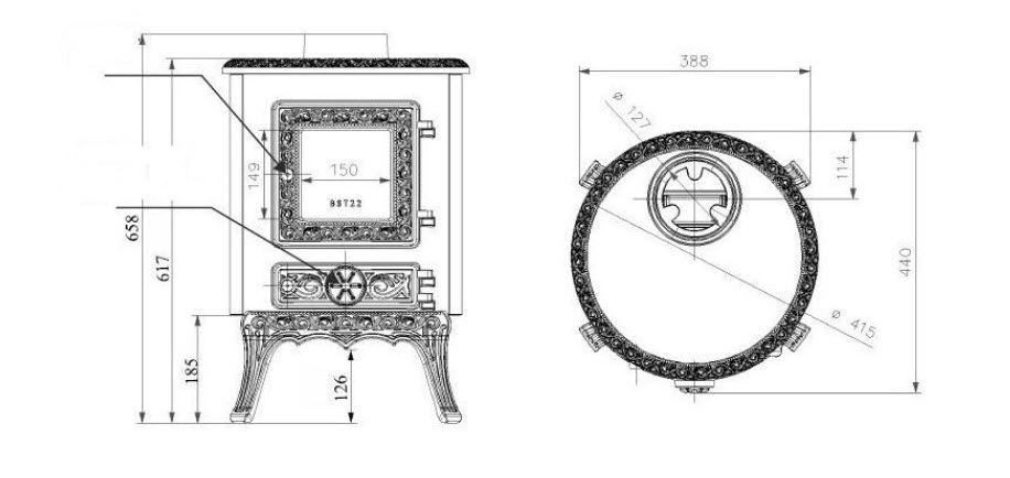 Krbová kamna Nordflam PALESTRO – černá