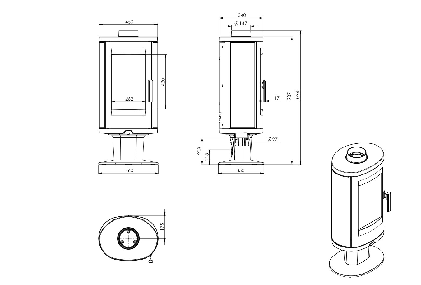 Krbová kamna Nordflam AUGUSTA – černá
