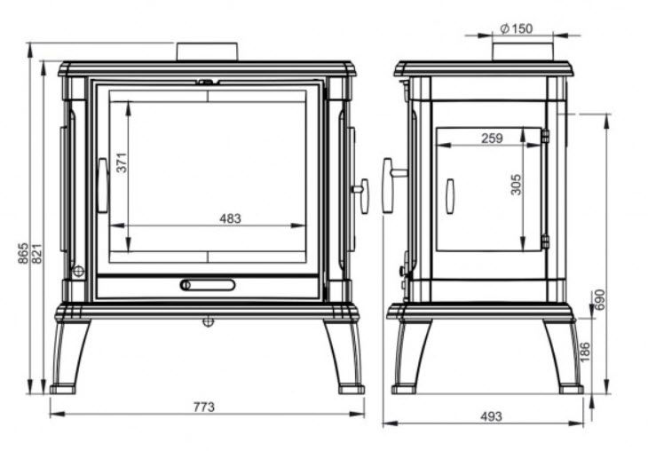 Krbová kamna Nordflam TORIA s bočním přikládáním – černá