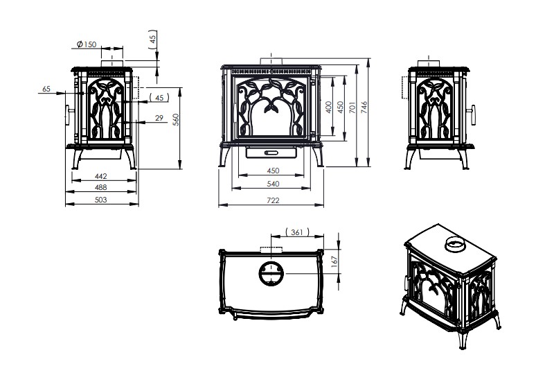Krbová kamna Nordflam ARICA – černá