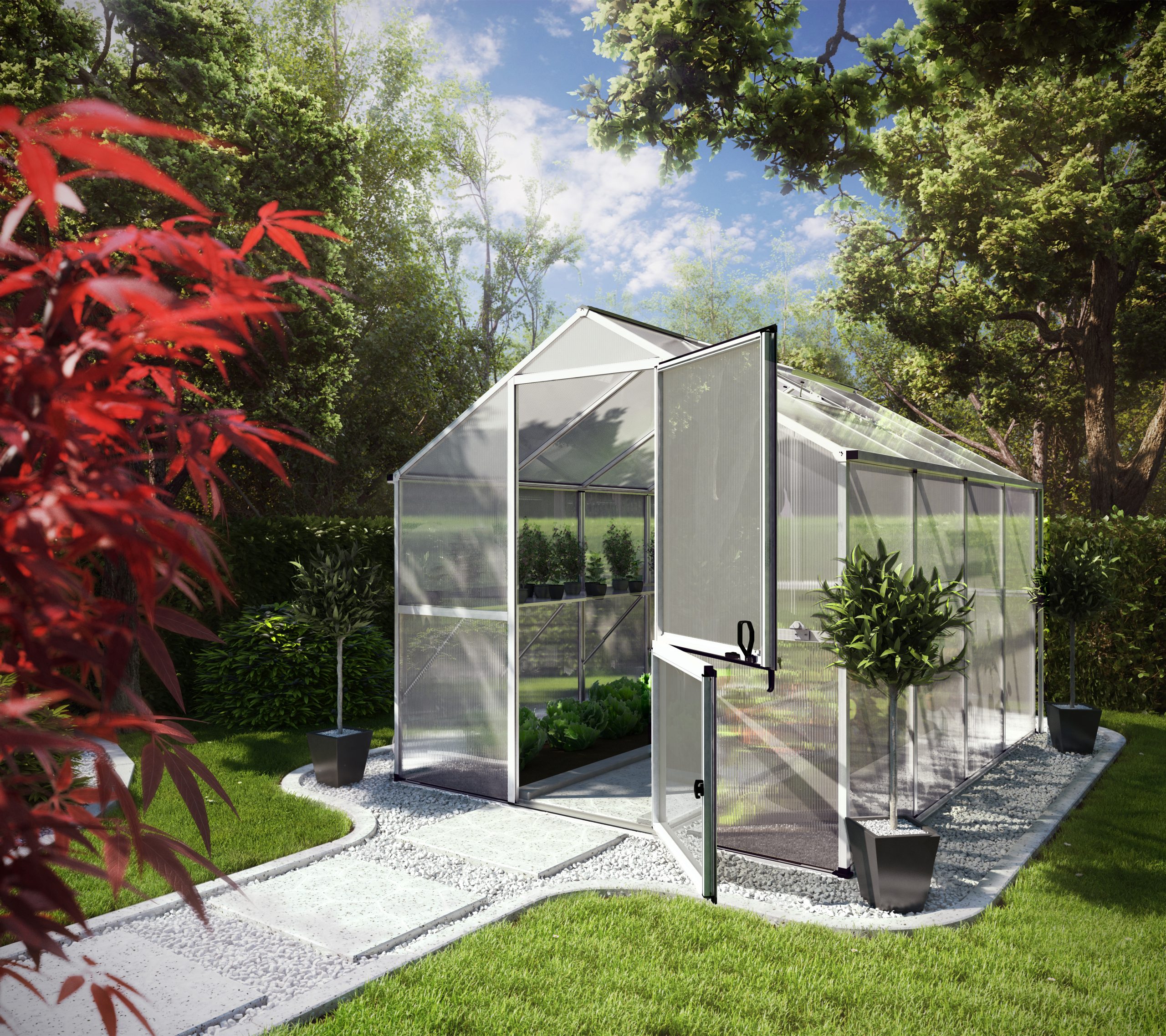 Zahradní skleník KGT Callas IV 3 x 2,3 m, šedá hliník