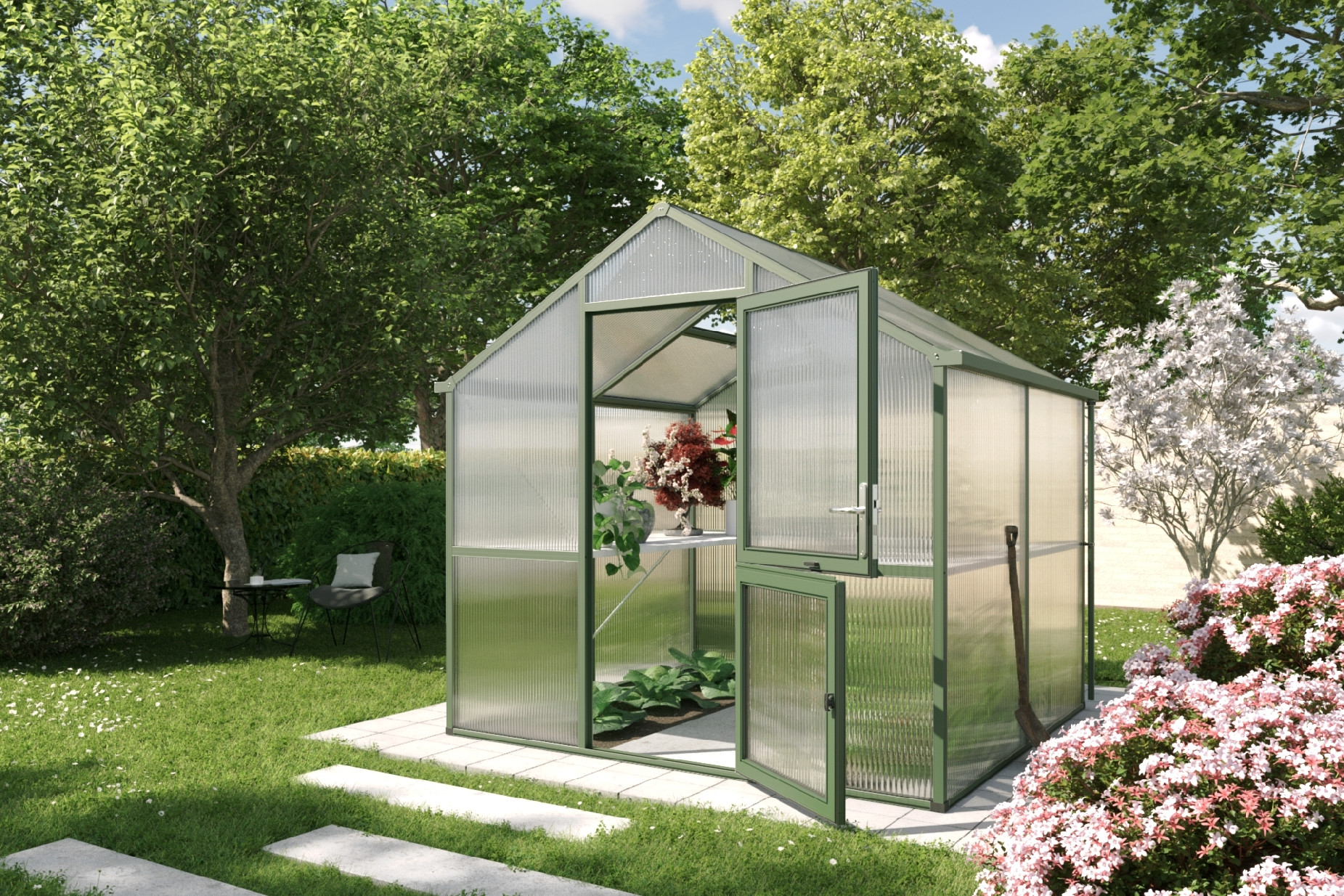 Zahradní skleník KGT Iris II 2,2 x 2,3 m, zelená