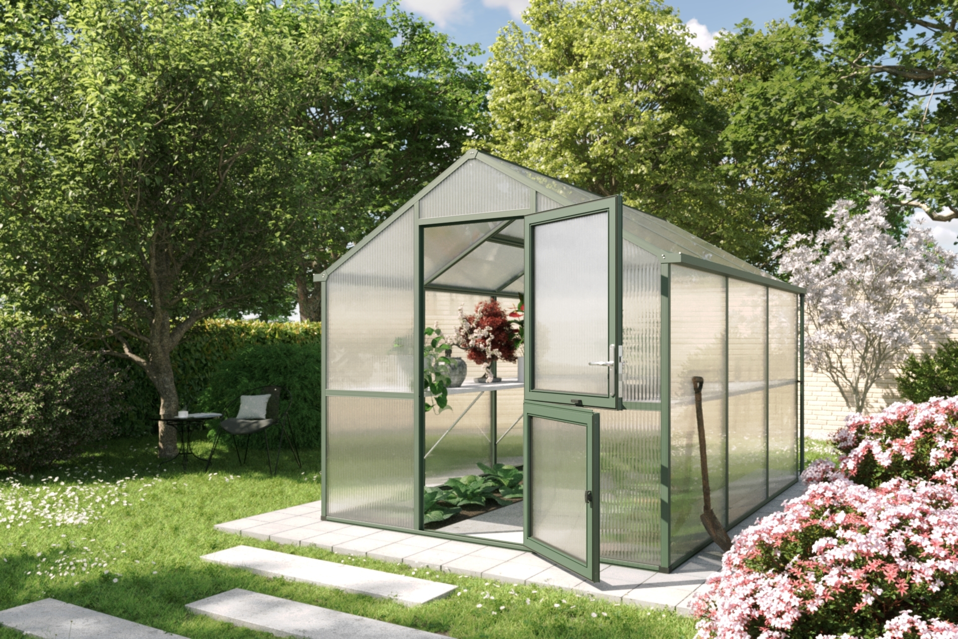 Zahradní skleník KGT Iris III 3,2 x 2,3 m, zelená