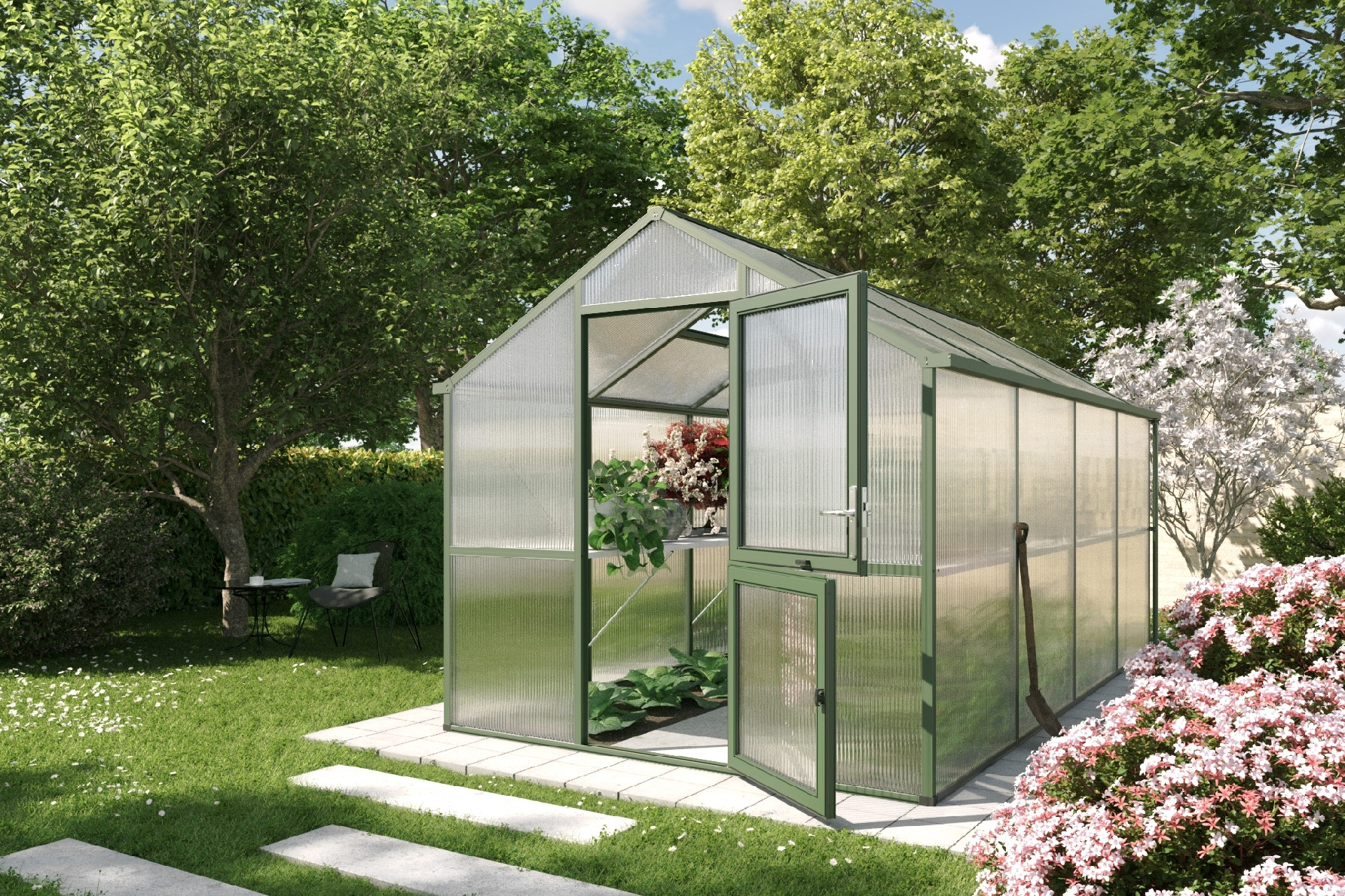 Zahradní skleník KGT Iris IV 4,3 x 2,3 m, zelená