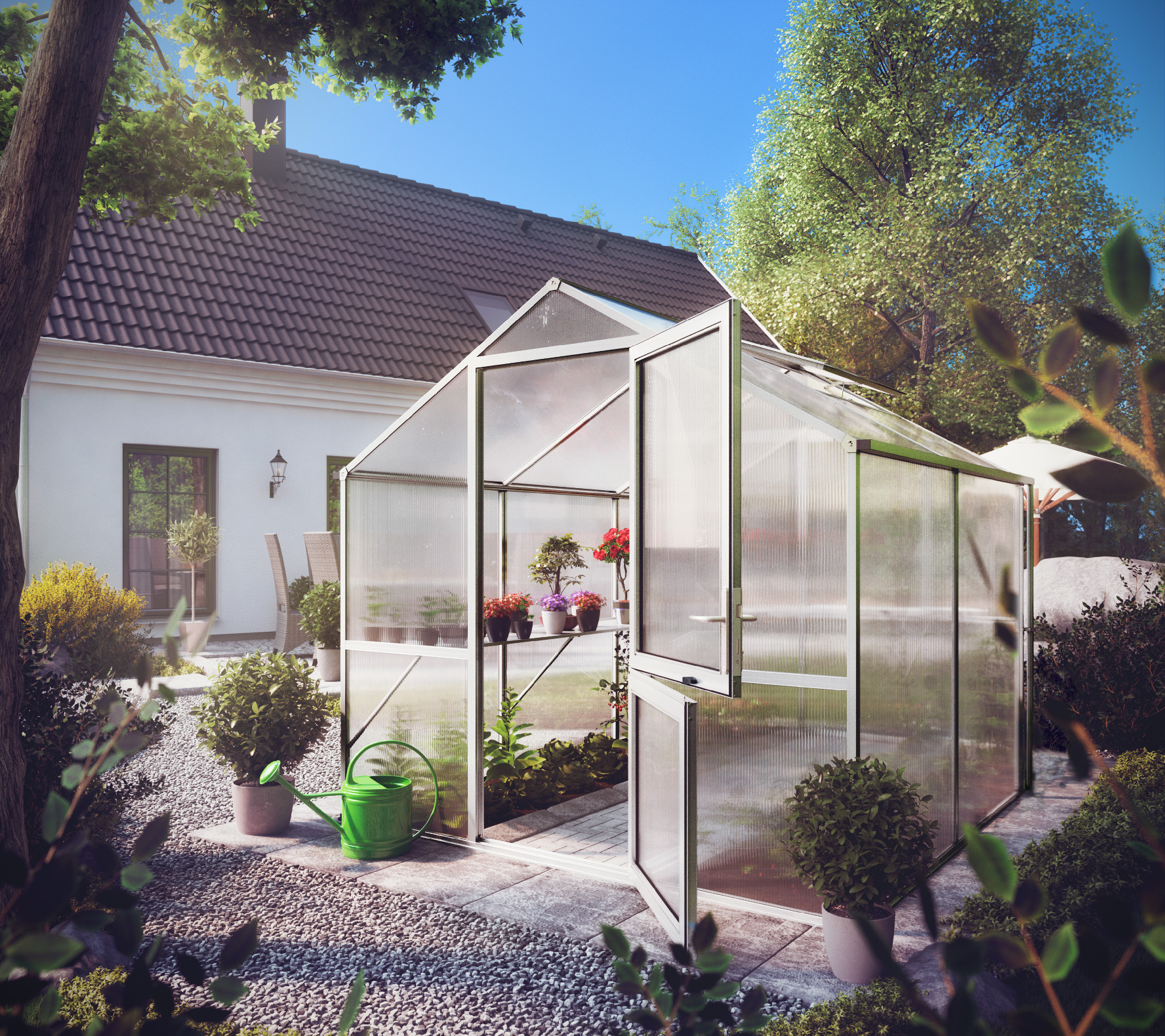 Zahradní skleník KGT Rose II 2,2 x 2,3 m, šedá hliník