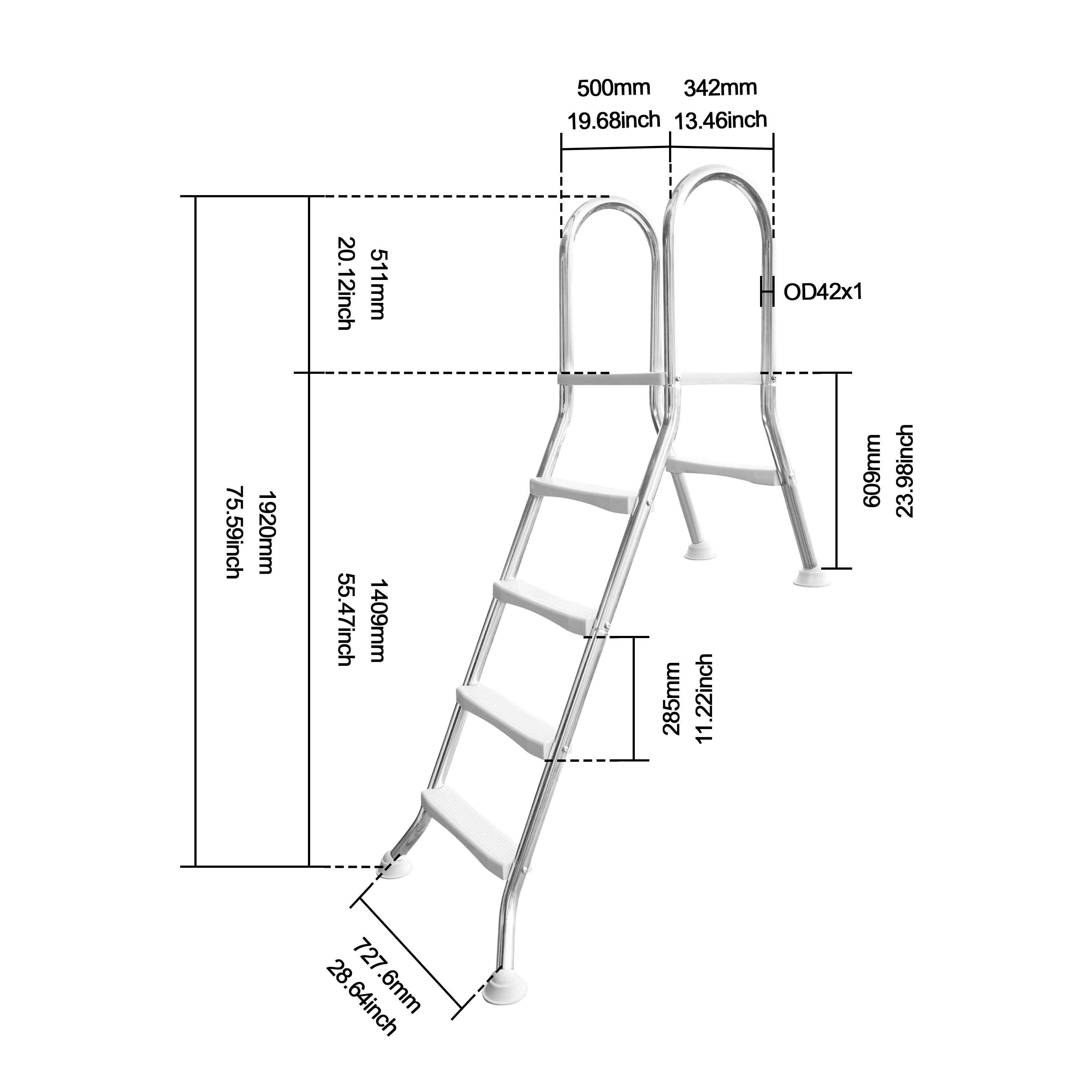 Bazénové schůdky NEOVA 120 cm nerezová ocel (obrázek 6)