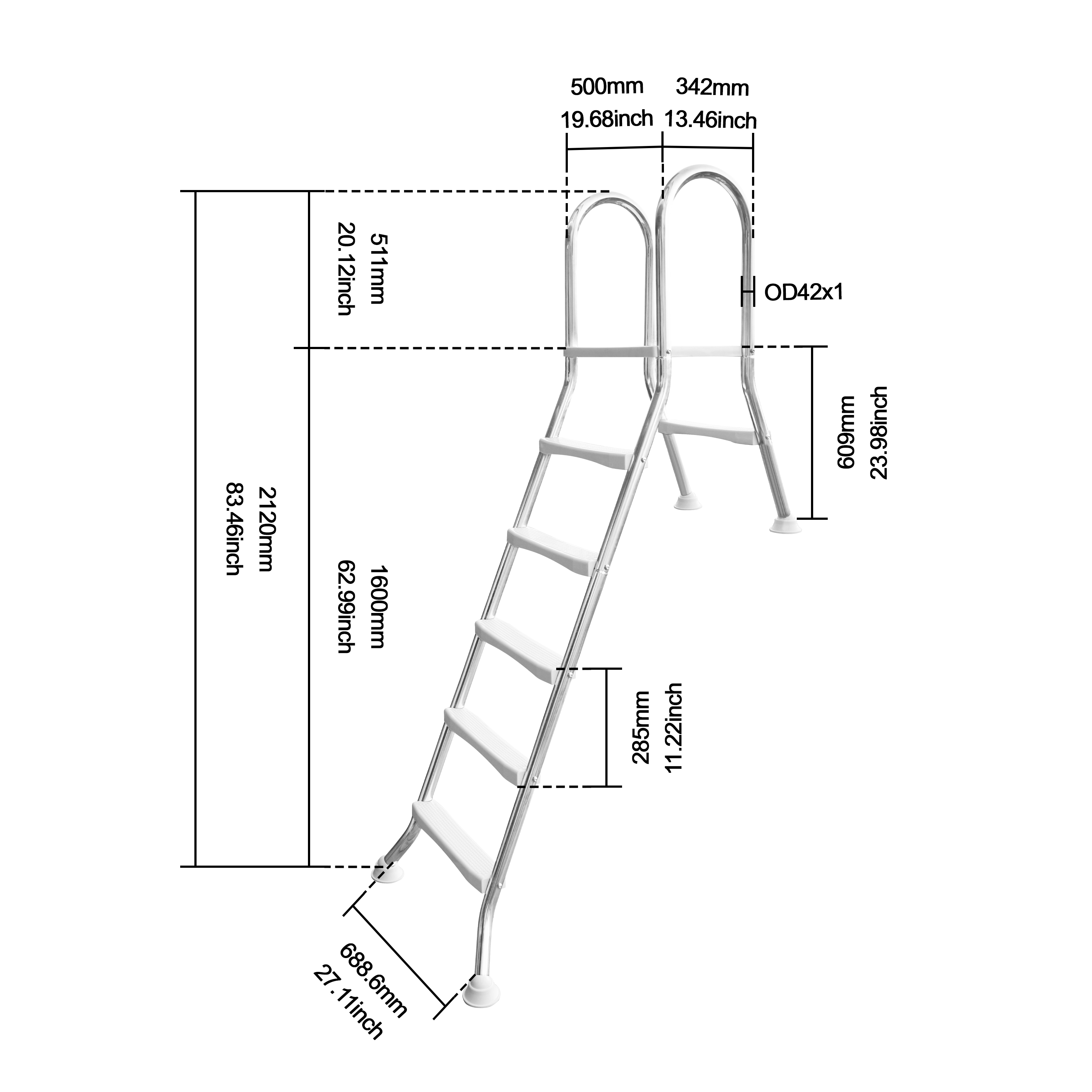 Bazénové schůdky NEOVA 150 cm nerezová ocel (obrázek 6)