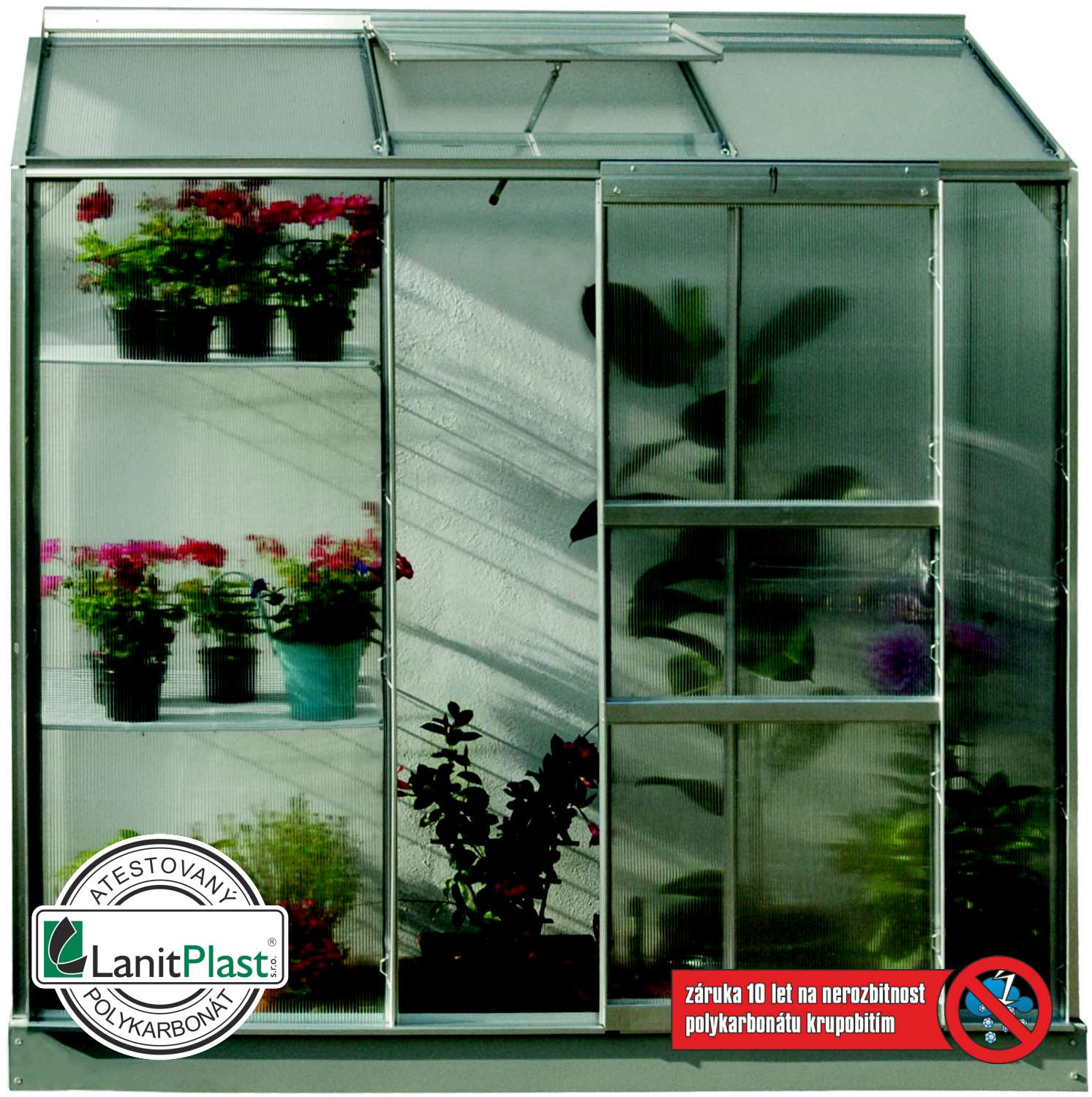 Polykarbonátový skleník VITAVIA IDA 1300, PC 4 mm, stříbrný LG218