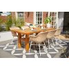 Zahradní set - teakový stůl Yasmani 240 x 100 cm + 6 křesel Delphine, alu podnož